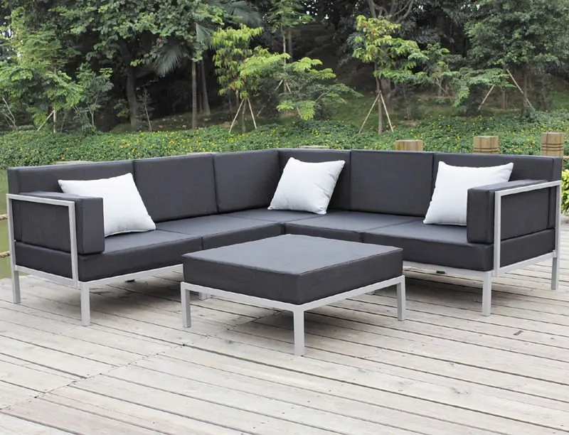 Aluminum Frame Outdoor Leisure Metal Sofa With Water Resistance Cushion