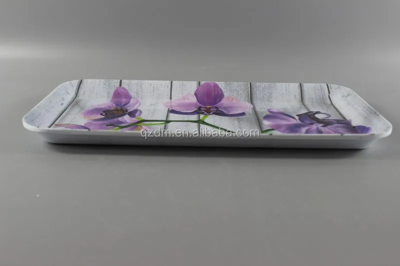 12inch Melamine Rectangle Tea tray Flower Print