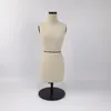 NEW mini female Fabric bust tailoring mannequin yellow fabric fitting model with metal base for Clothing Display
