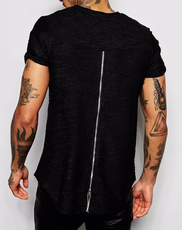 2016 Back Zip Tshirt For Men Oem Short Sleeves Wholesale Side Zipper ...
