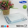 Promotional Rectangle Strong High Quality Borosilicate Glass Baking Dish Cooking Tray Bakeware Customized