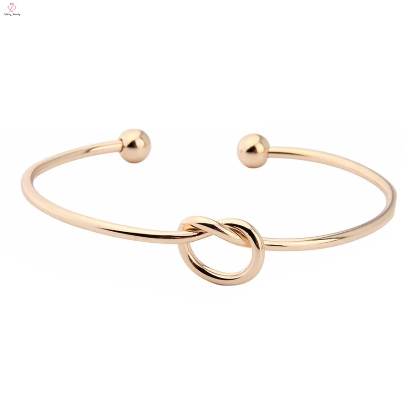 Fashion Wholesale Woman Jewelry 2019 Hot Ip Plated Gold Stainless Steel Cuff Knot Bracelet Bangle