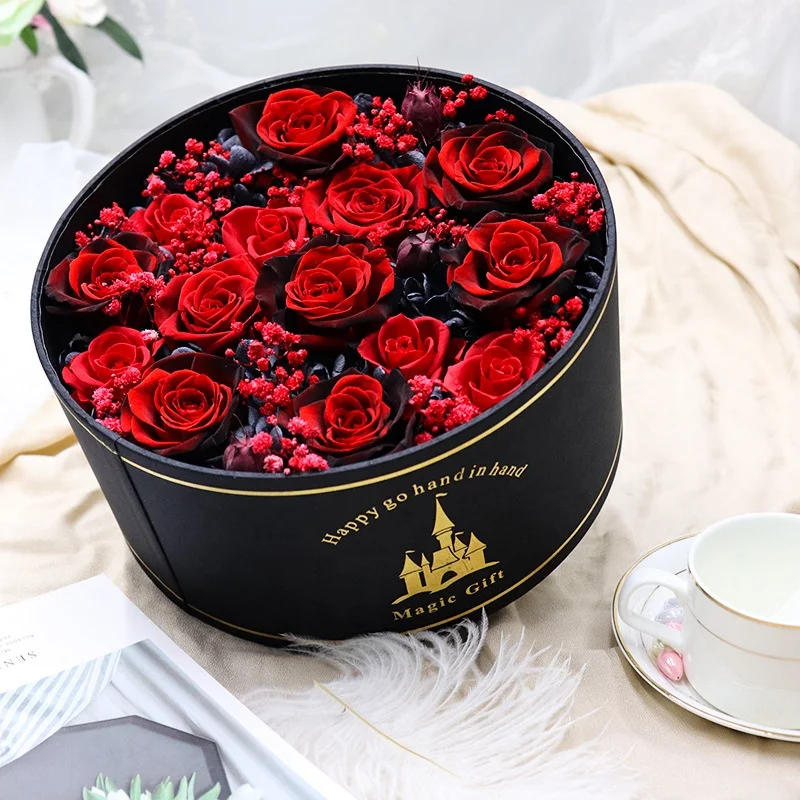 Best Gift Everlasting Real Preserved  Roses Flower With Jewelry Drawer Gift Box
