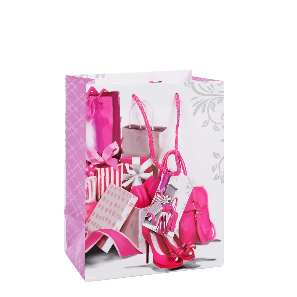 2019 Wholesale Custom Printing Girls Cheapest Pink Gift Handmade Shopping Paper Bags