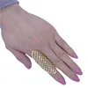 Rhinestone Armor Jewelry Knuckle Adjustable Hinged Long Double Full Finger Ring