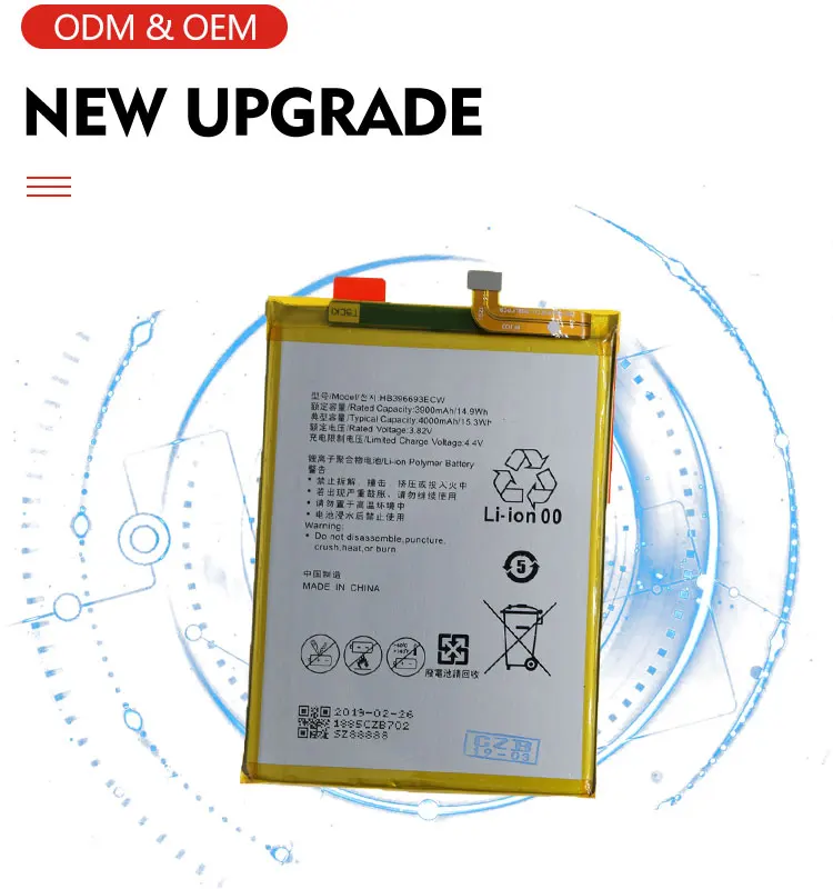 Replacement Cell Phone Battery for Mate8 for Huawei Mate 8 HB396693ECW Real High Capacity 4000mAh 3.8V