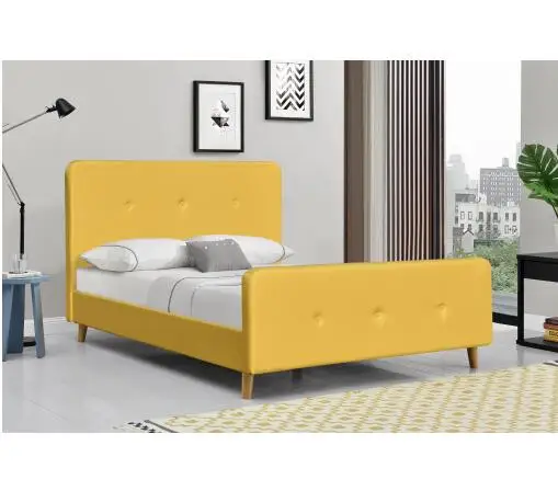 Simple Design Yellow Color Leather Bed