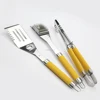 3pcs Stainless Steel BBQ Tools Set with TPR Coating Grips