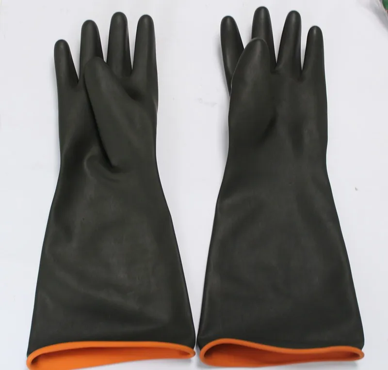 黑色耐化学工业长橡胶手套