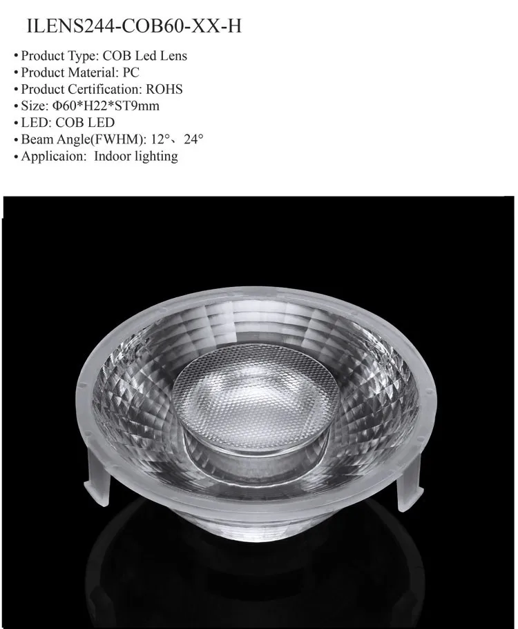 Ilenstech Led Light Diffuser Lens 60 Diameter Pc Material Cob Lenses