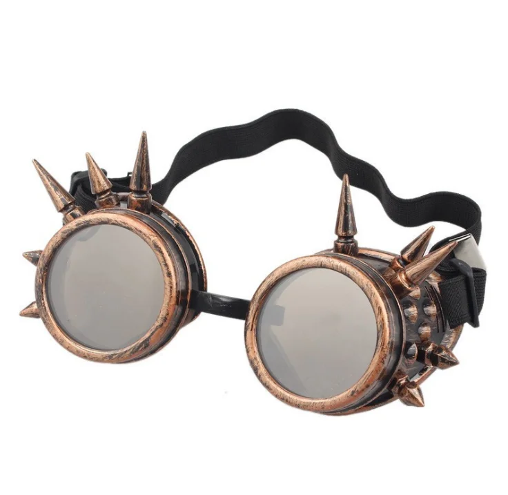 CYBER GOGGLES STEAMPUNK GOTH SPIKES LOUPE OVAL WELDING ANTIQUE VICTORIAN PARTY 