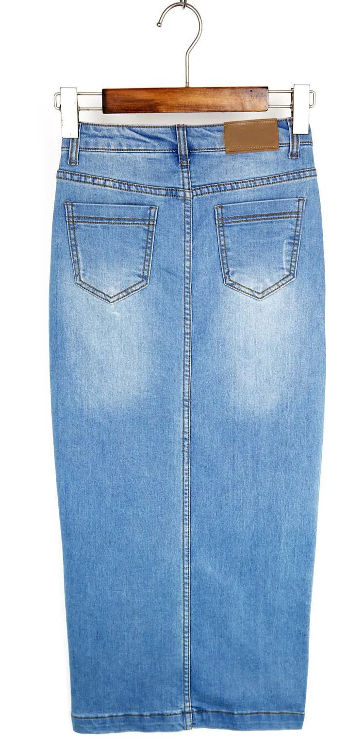 2018 designer women style fashion blue long denim jean material