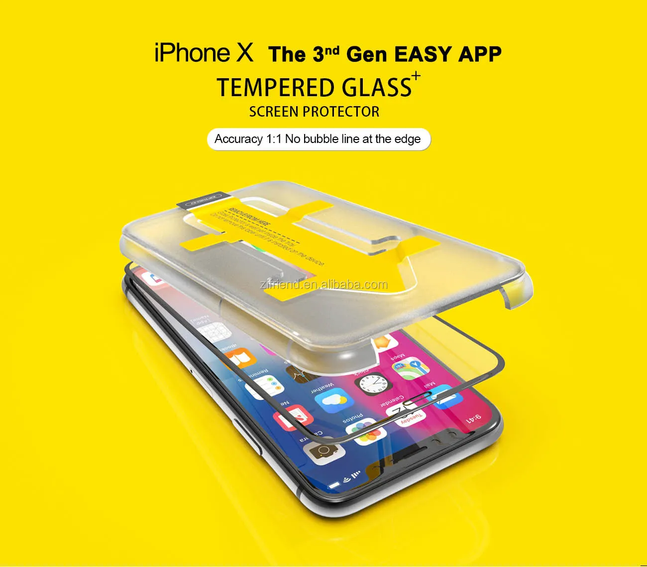 mobile phone accessories  3d glass tempered screen protector with easy install tool for iphone X xs max xr 6 6s 7 8 plus