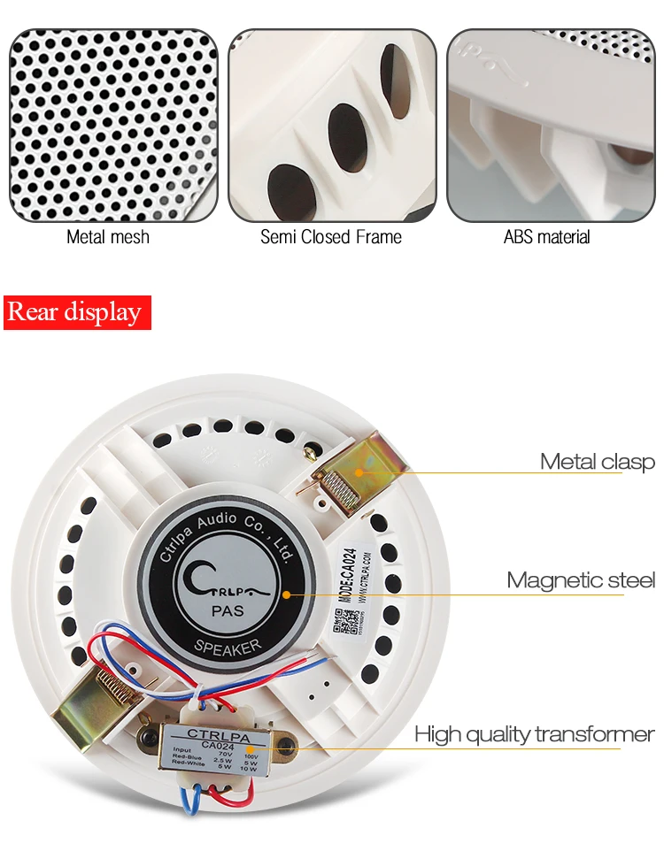 Home 6.5 Inch Full Range In Ceiling Flush Mount Enclosure Speaker ...