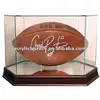 ball box--y1307232/Hexagon Glass Football Display Case by Steiner/wood mirrored bottom rugby box
