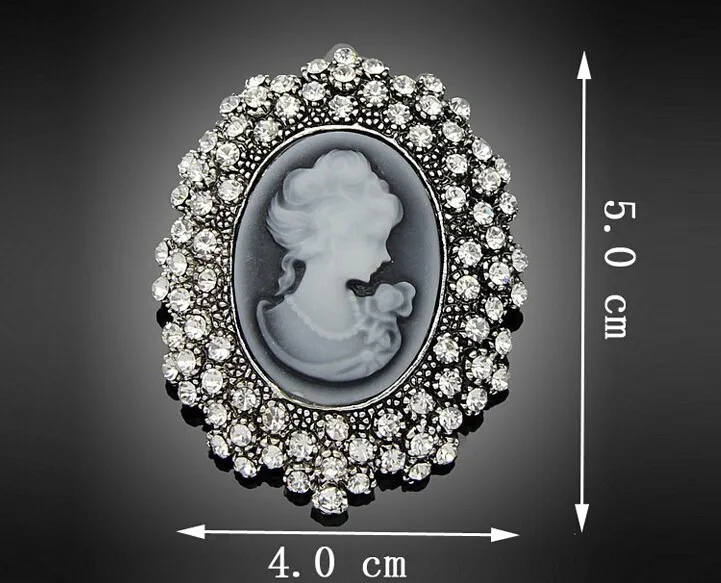 Noël Broche Broches Pour Femmes Reine Argent Strass Broche Camée Antique