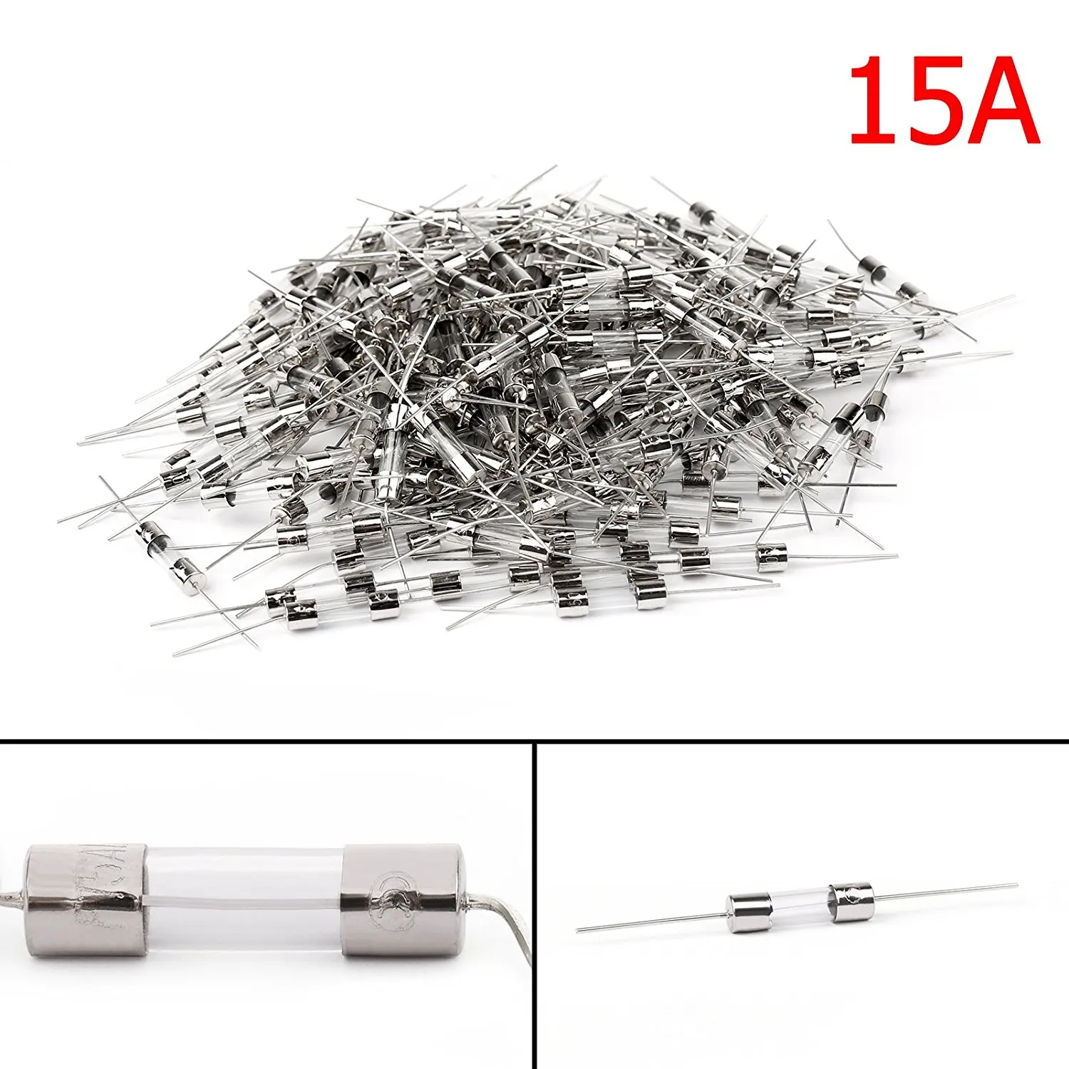 Areyourshop 50Pcs Glass Tube Fuse Metal Axial Double Hat Slow Blow Fuse 3.6x10mm 250V//4A
