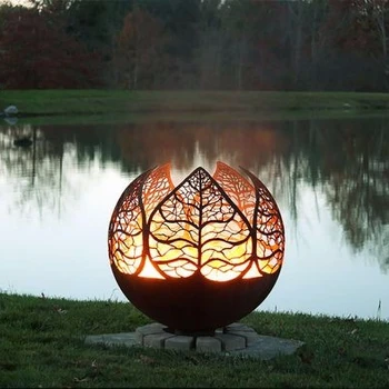 Elegant Design Rusty Outdoor Large Metal Fire Ball In Corten Steel ...