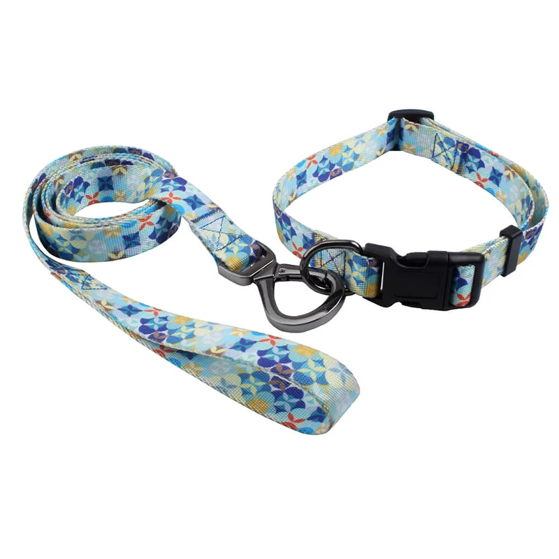 Shiny Dog Collar Flashing Polyester Sublimation Pet Collar With Leash ...