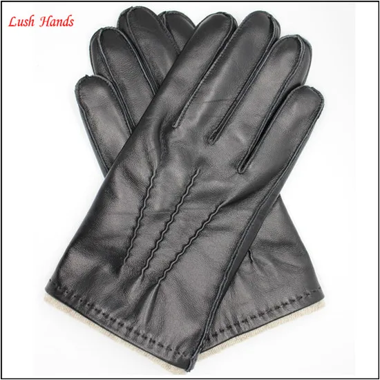 Fasion sheepskin genuine leather gloves black