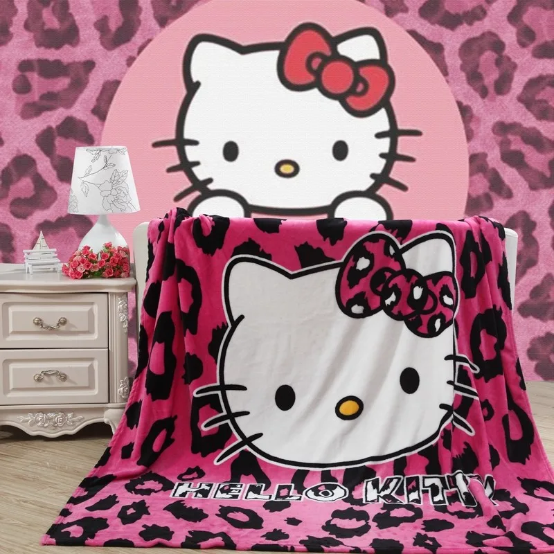 Custom Design Pink Hello Kitty Mink Faux Fur Printed Children Coral