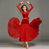 Fashion Unique Design Women Girls Velvet Black Red Ballroom Dancing Dress