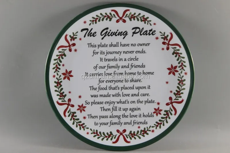 12" Melamine Christmas Plate, X'mas dinner plate