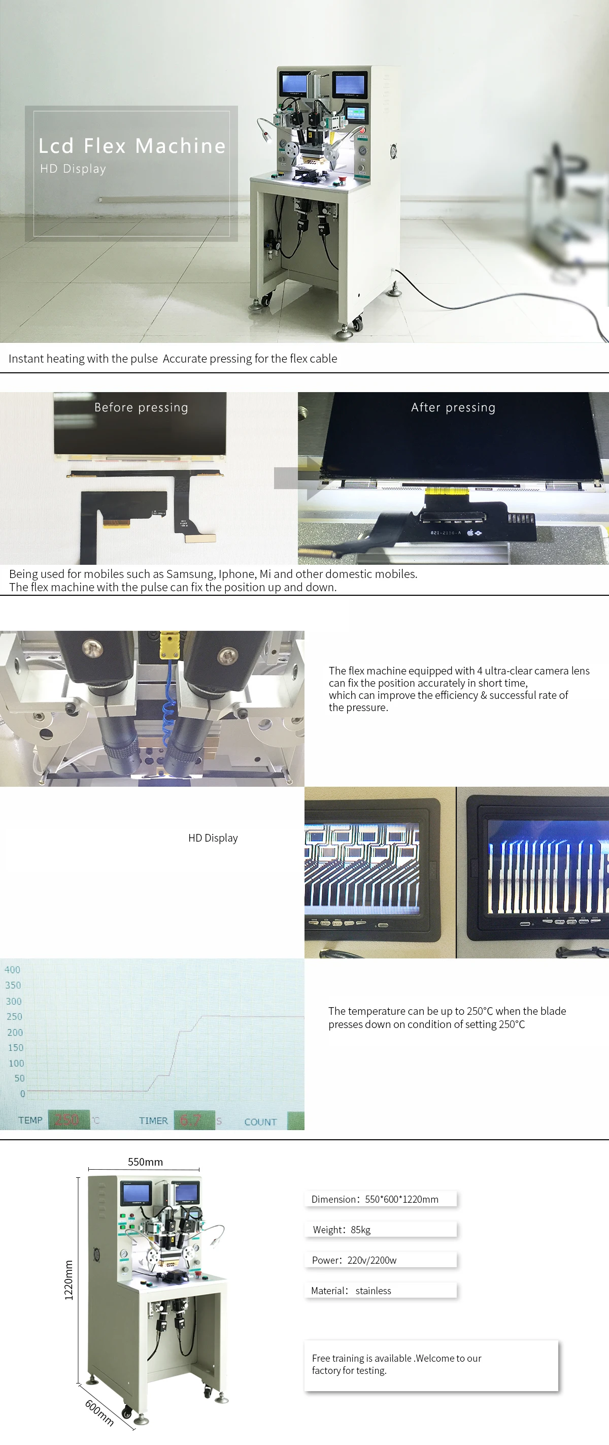 Ymj Mobile Phone Flex Cable Acf Bonding Machine Lcd Flex Cable Repair