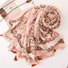 Women Spring Scarf Retro Color Stylish Large Hijab Long Shawl Floral Sarong Beach Scarves for Women