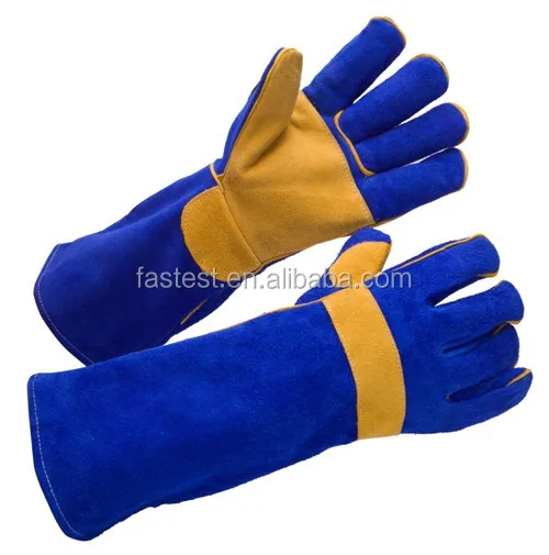 Cow Split Leather Welding Double Plam Gloves Ce En388 En407 En12477