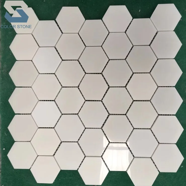Cheap hexagonal natural China white stone mosaic floor tile
