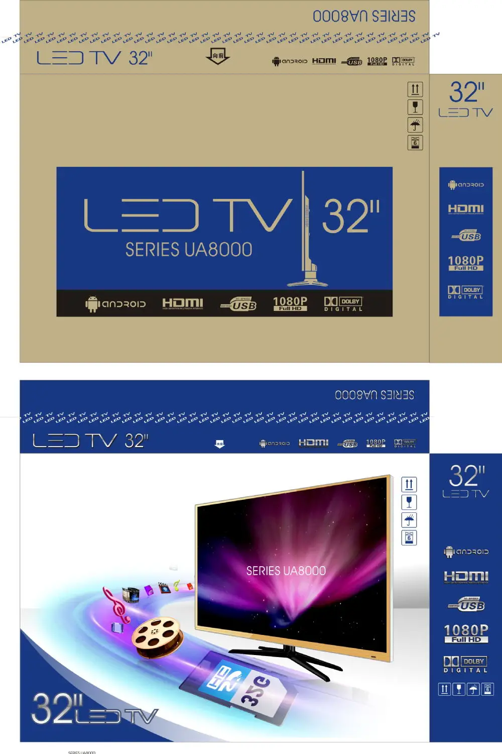 32inch Led Tv With High Resolution Glass Base For Bathroom Use In