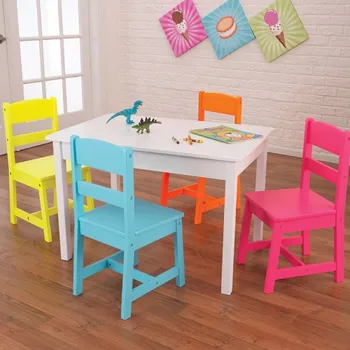 Children Furniture Sets Five Pieces Kids Homework Table With Four