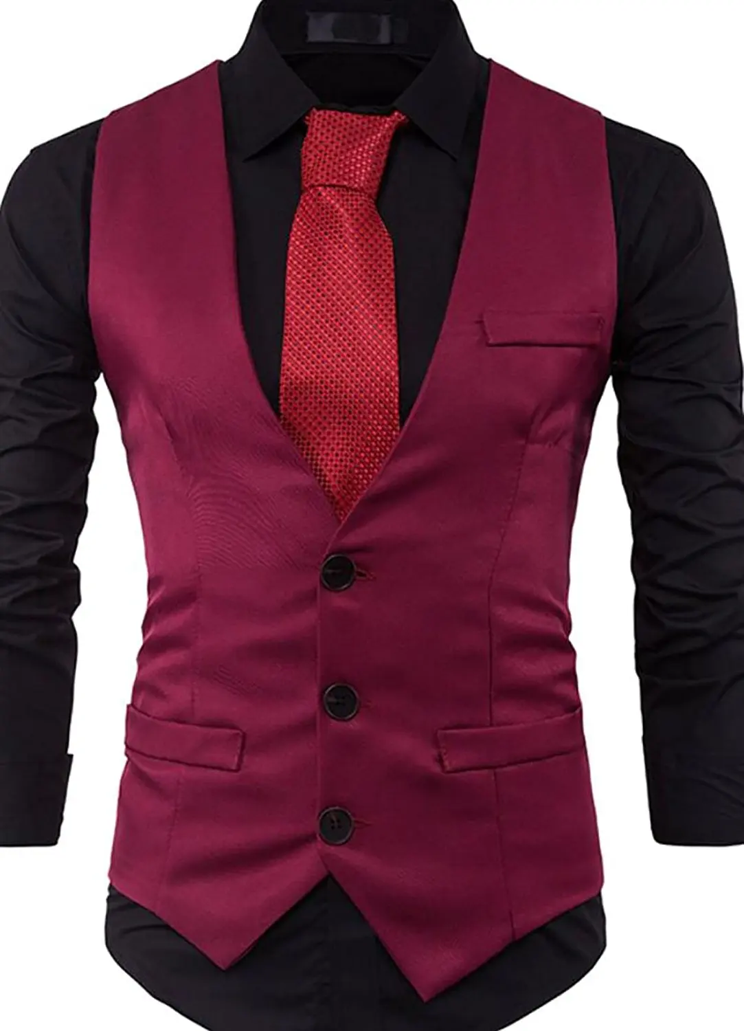 Heless Mens Plain Single-Breasted Formal Regular Fit Suit Dress Vest Waistcoat