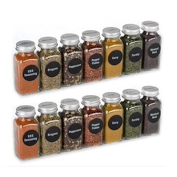 empty spice jars and labels