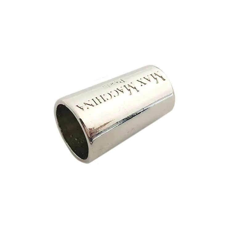 High quality engraved silver logo custom metal bikini drawstring bell cord end stopper for swimwear