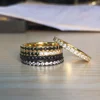 Gold black multi color eternity band delicate rainbow cz colorful full cz stack rainbow ring