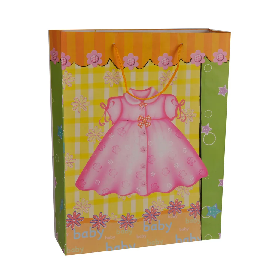 Top Quality Reusable Printing Folding Baby Shower Gift Paper Bag For Kid