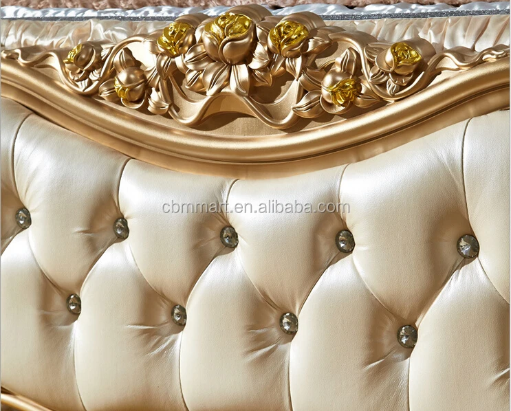 Lastest French double bed design wood king size bed 0409-318