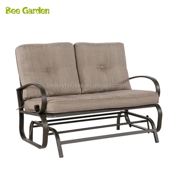 2 Seats Cushioned Metal Furniture Outdoor Patio Loveseat Rocking 2 Seats Cushioned Metal Furniture