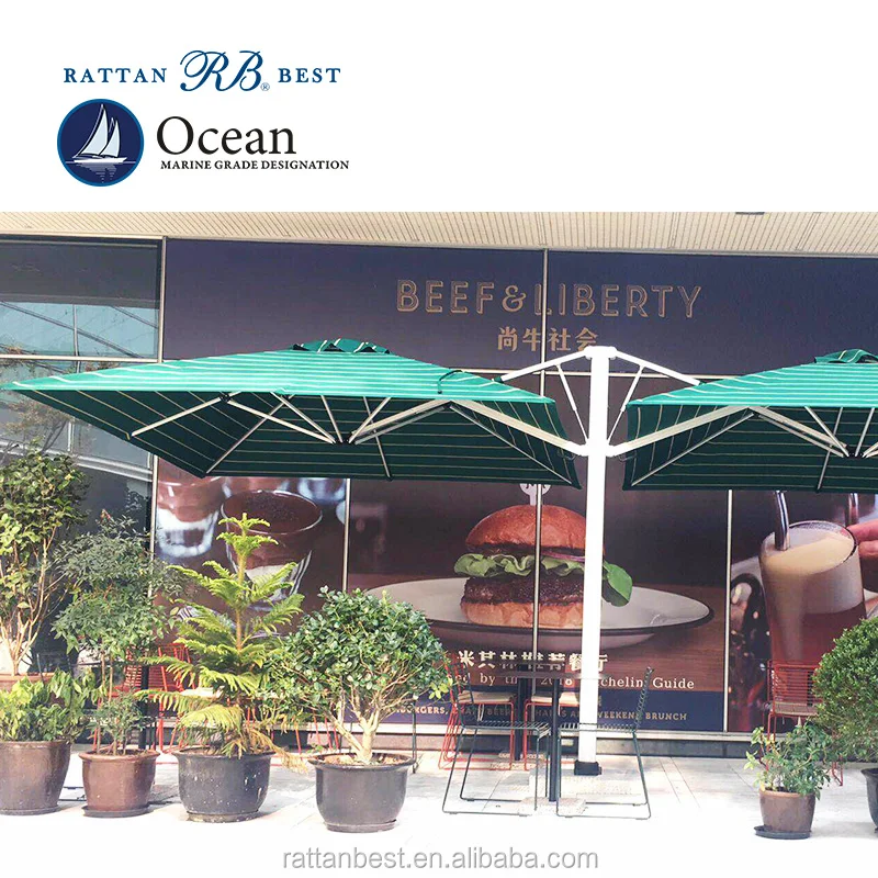 Outdoor Coffee Restaurant Sunshade Patio Two Head Roman Umbrella Buy