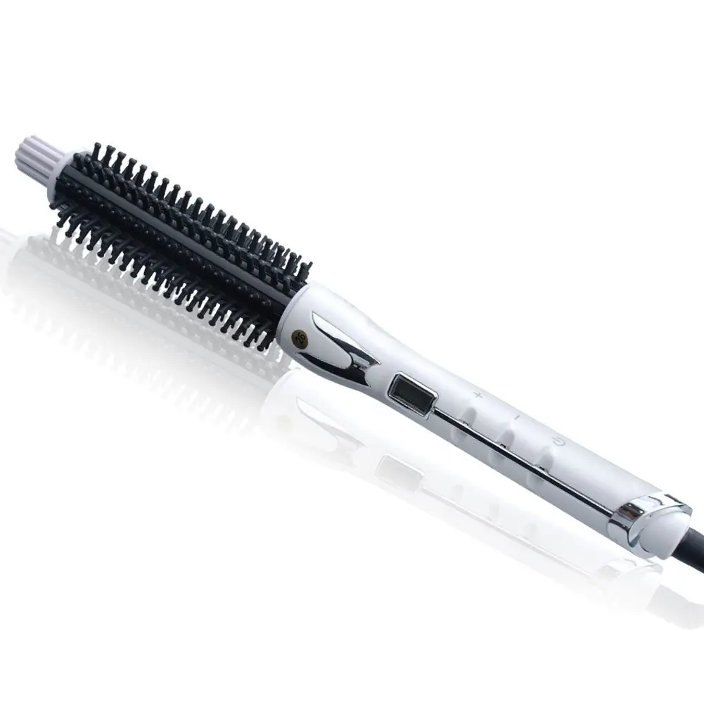 Hair Curling Iron Brush,Ceramic Hot Curl Brush,Negative Ionic Hair Curler Brush,Instant Heat Heated Round Brush,1 inch White