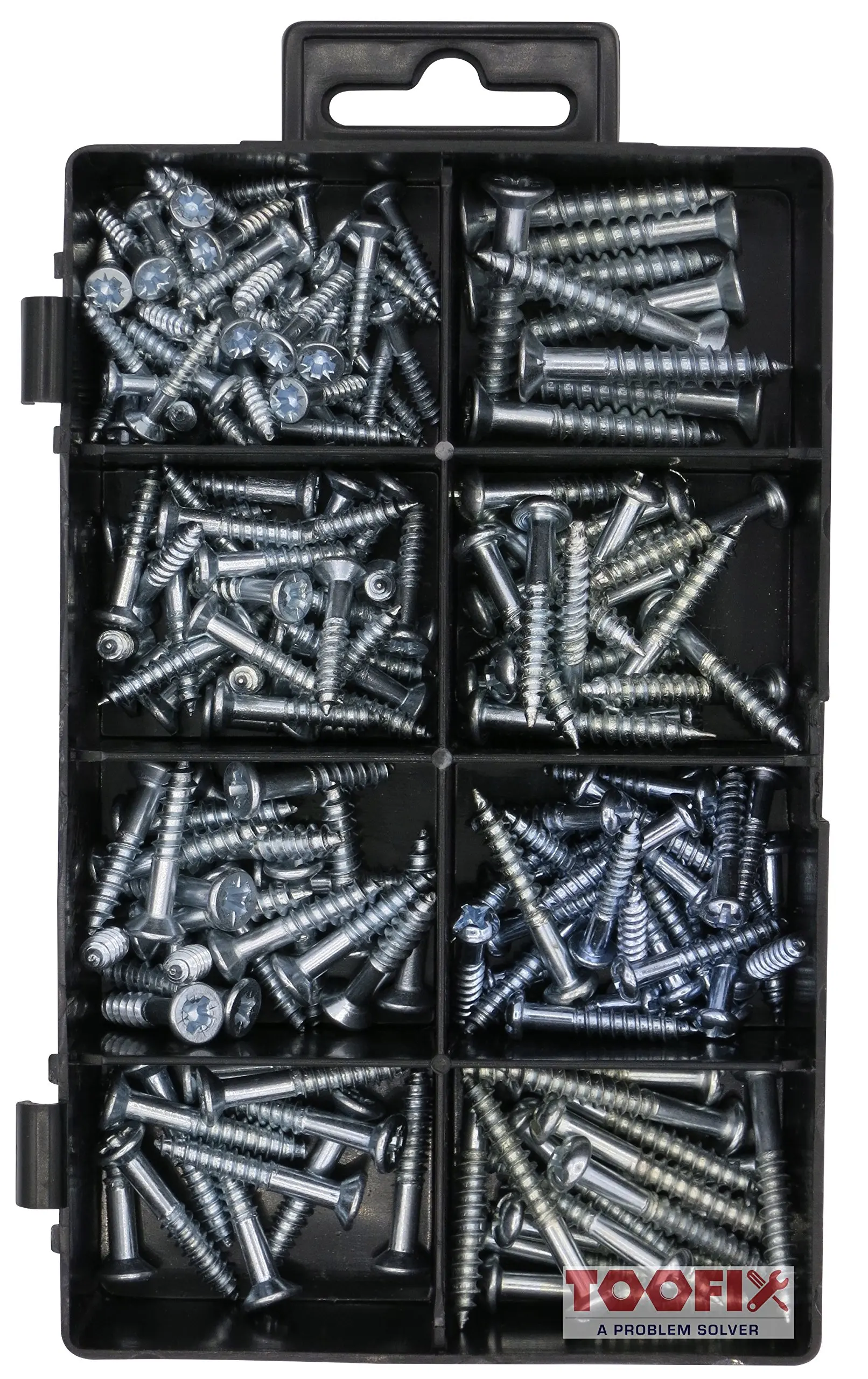 Toofix Small Wood Screws Phillips Drive Flat Head Pan Head Self Tapping Self-Drilling Screws, 8 Sizes, 175 Pieces