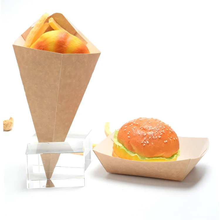 Disposable Kraft Paper French Fries Box,Biodegradable Food To Go