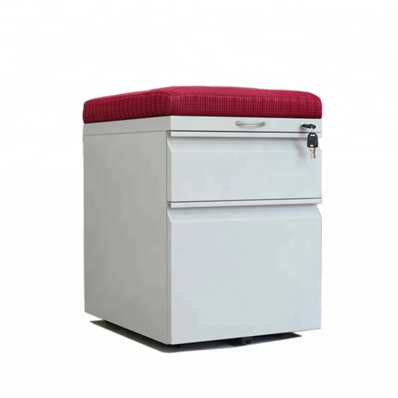 Cushion Top Office 2 Drawer Filing Cabinet With Wheels Metal