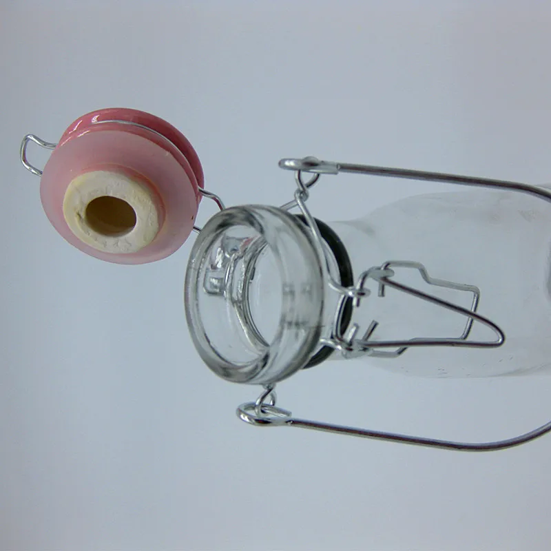 1000 500 ml Clear Round Mineral Bottle Clip Ceramic Lid Glass Milk Bottle wholesale