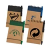 Eco-Friendly Spiral Small Recycled Brown Kraft Paper Notebook with Pen