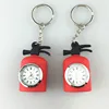 Custom logo PVC rubber 3D fire extinguisher shape clock key holder keychain clock