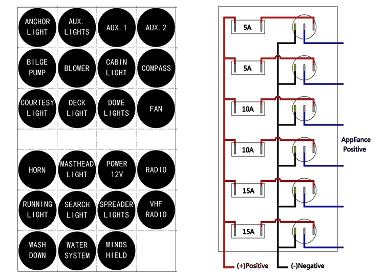 6 GANG 12V circuit breaker jeep boat rocker touch panel switch