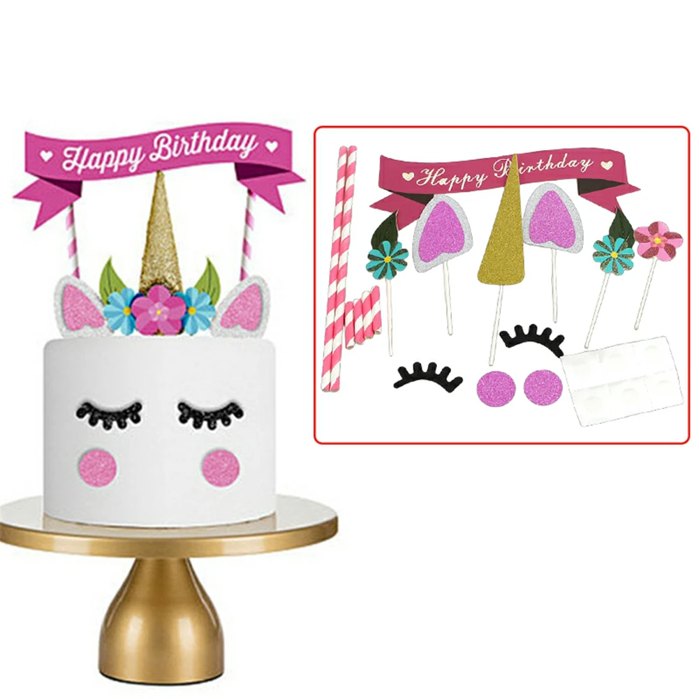 Pesta Ulang Tahun Dekorasi Unicorn Cupcake Toppers Wrapper Pesta